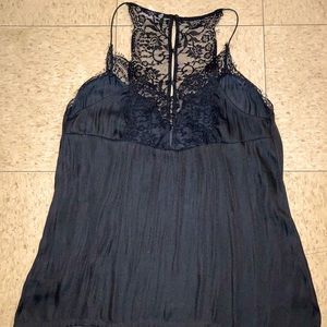 Black Lace Strappy Tank Top